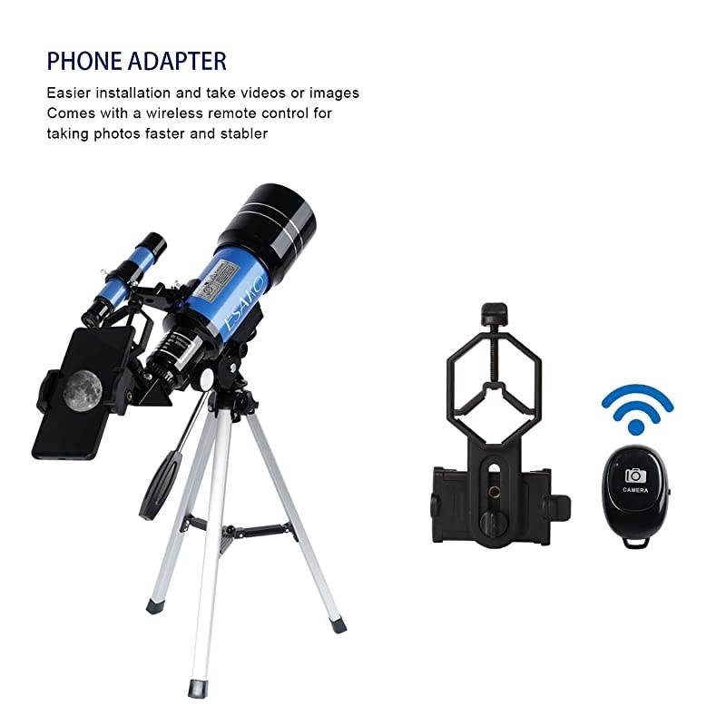 Telescope for Kids Beginners 70mm Portable Astronomical Telescopes with Phone Mount Remote Control