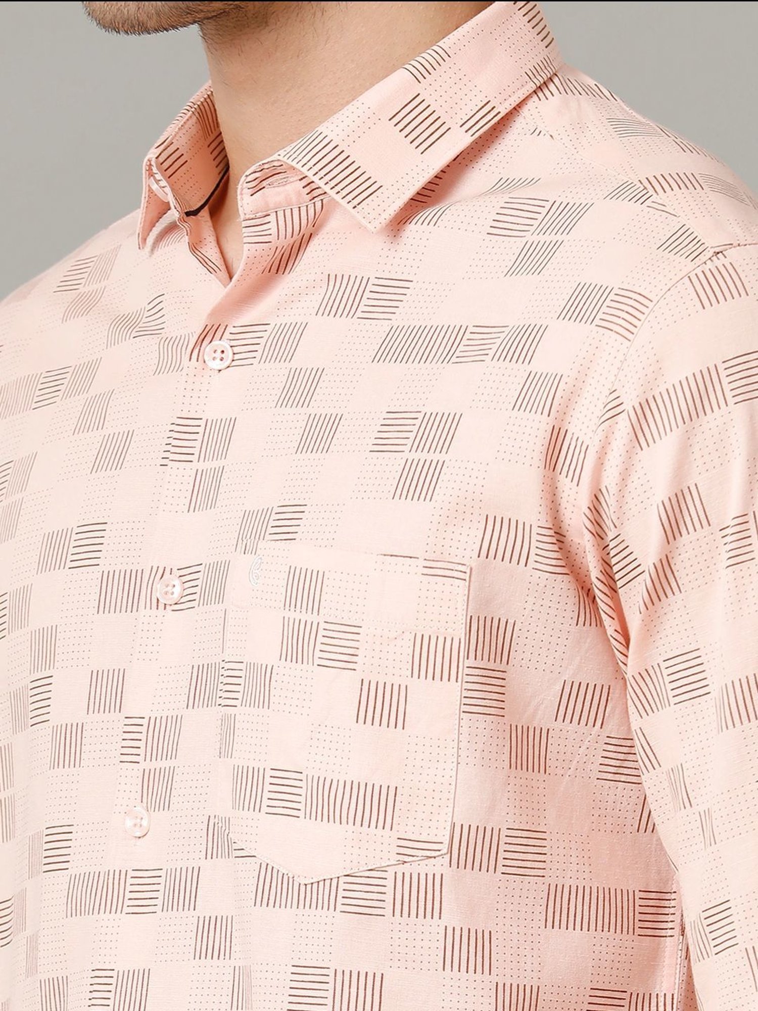 Cavallo By Linen Club Pink Linen Contemporary Fit Printed Shirt