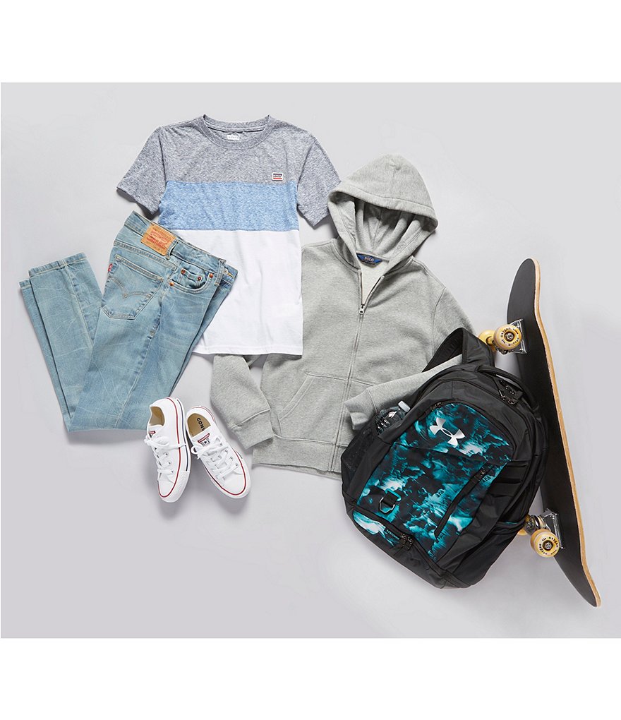 Guess Big Boys 8-16 Long-Sleeve Guess Logo Color-Block Fleece Pull-Over Hoodie