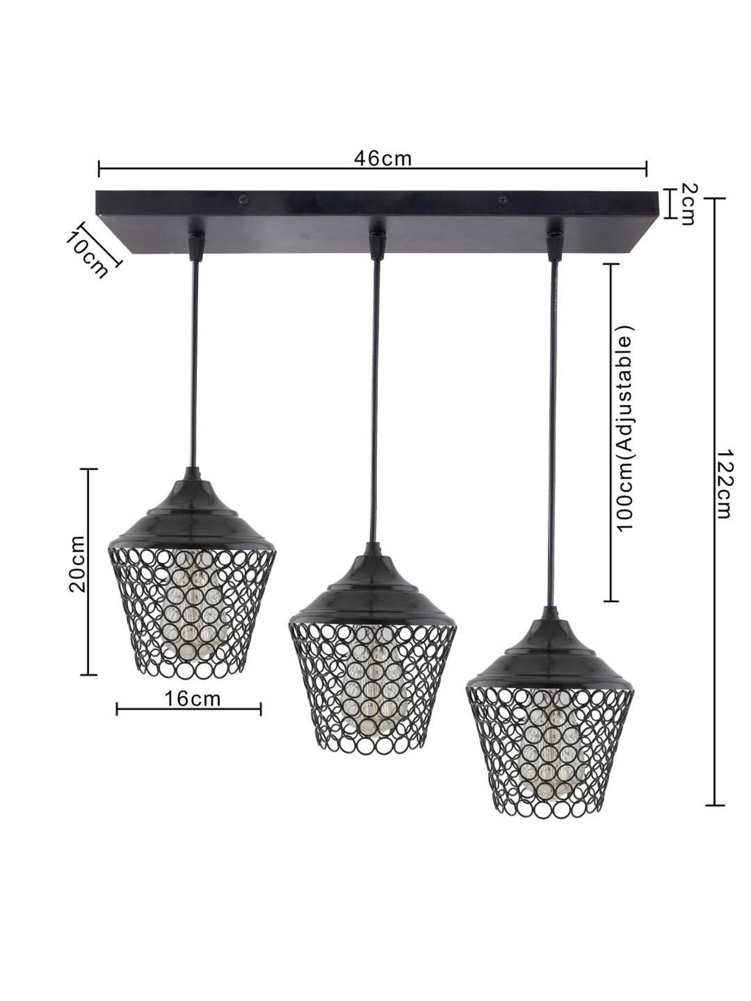 Homesake 3-Lights Linear Cluster Black Metal Lantern Pendant Light - Set of 1 (Bulb not included)