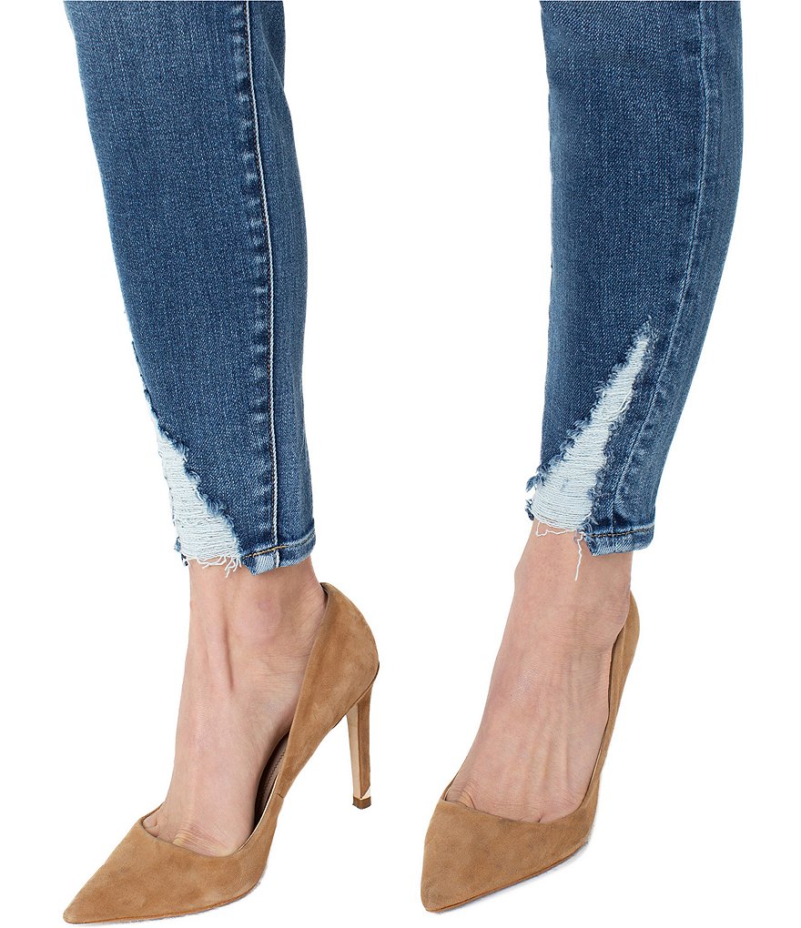 Liverpool Los Angeles Abby Shredded Hem Skinny Ankle Stretch Denim Jeans