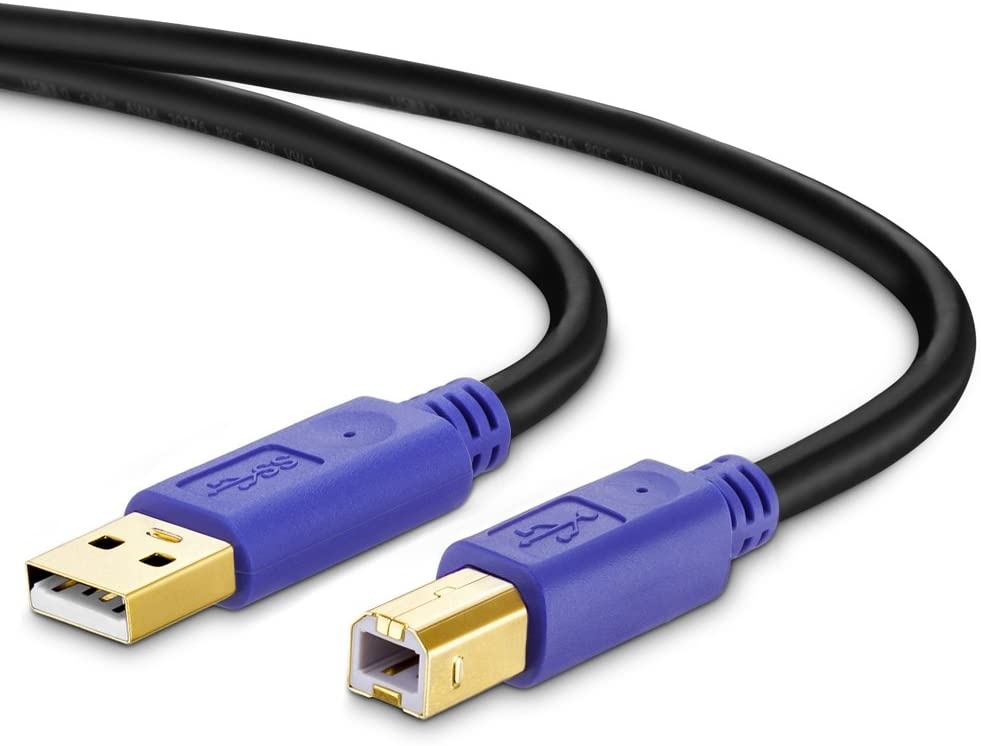 Printer Cable 12Ft Tanbin 12feet USB 2.0 High Speed Gold-Plated Connectors Printer Scanner Cable Cord A Male to B Male for HP Canon Lexmark Epson Dell Xerox Samsung etc