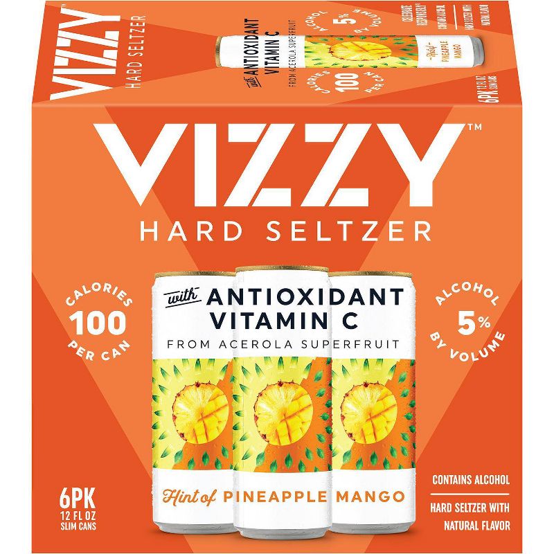 Vizzy Pineapple Mango Hard Seltzer - 6pk/12 fl oz Slim Cans
