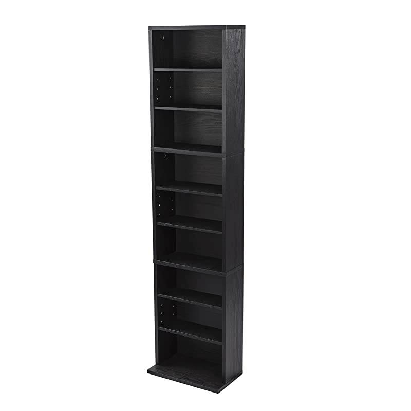Herrin Adjustable Media Cabinet Holds 261CD 114DV 132 BluRayGames PN74736250 in Textured Ebony
