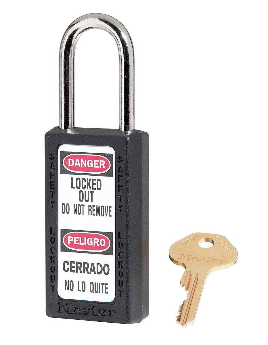 Padlock, Zenex, Black, Length 3 In