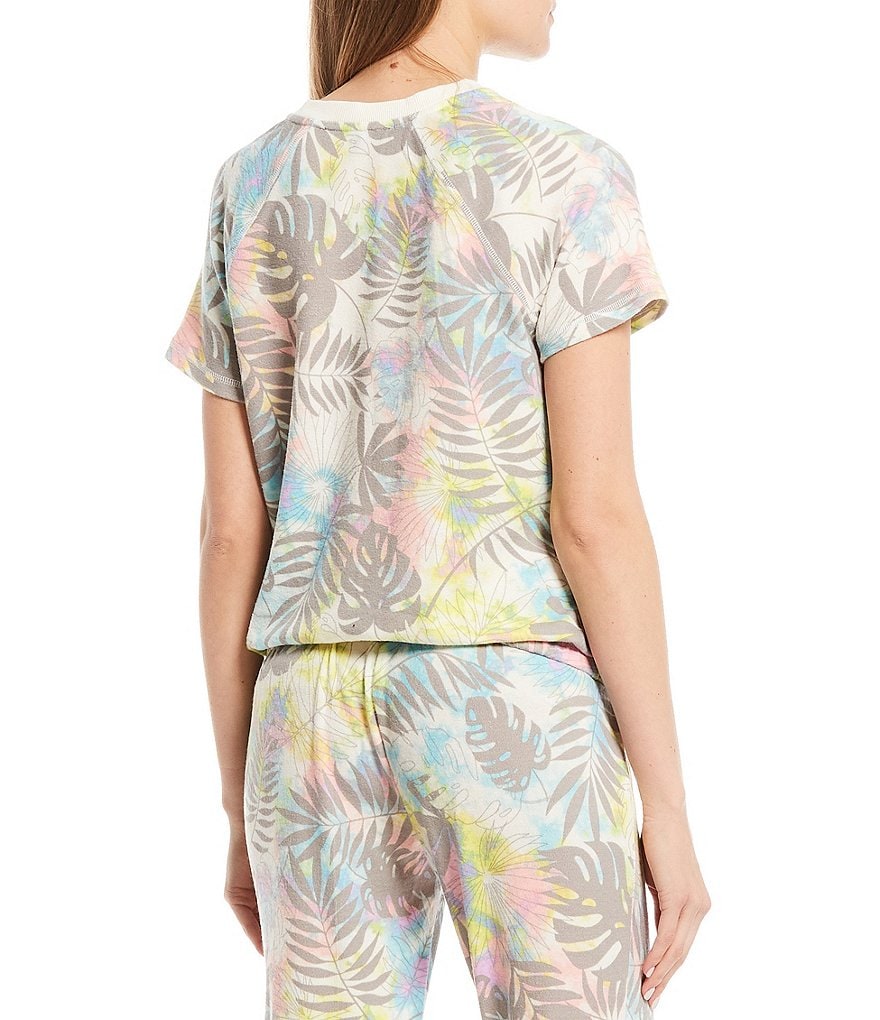 Honey & Sparkle Coordinating Tropical Print Short-Sleeve Hacci Knit Top