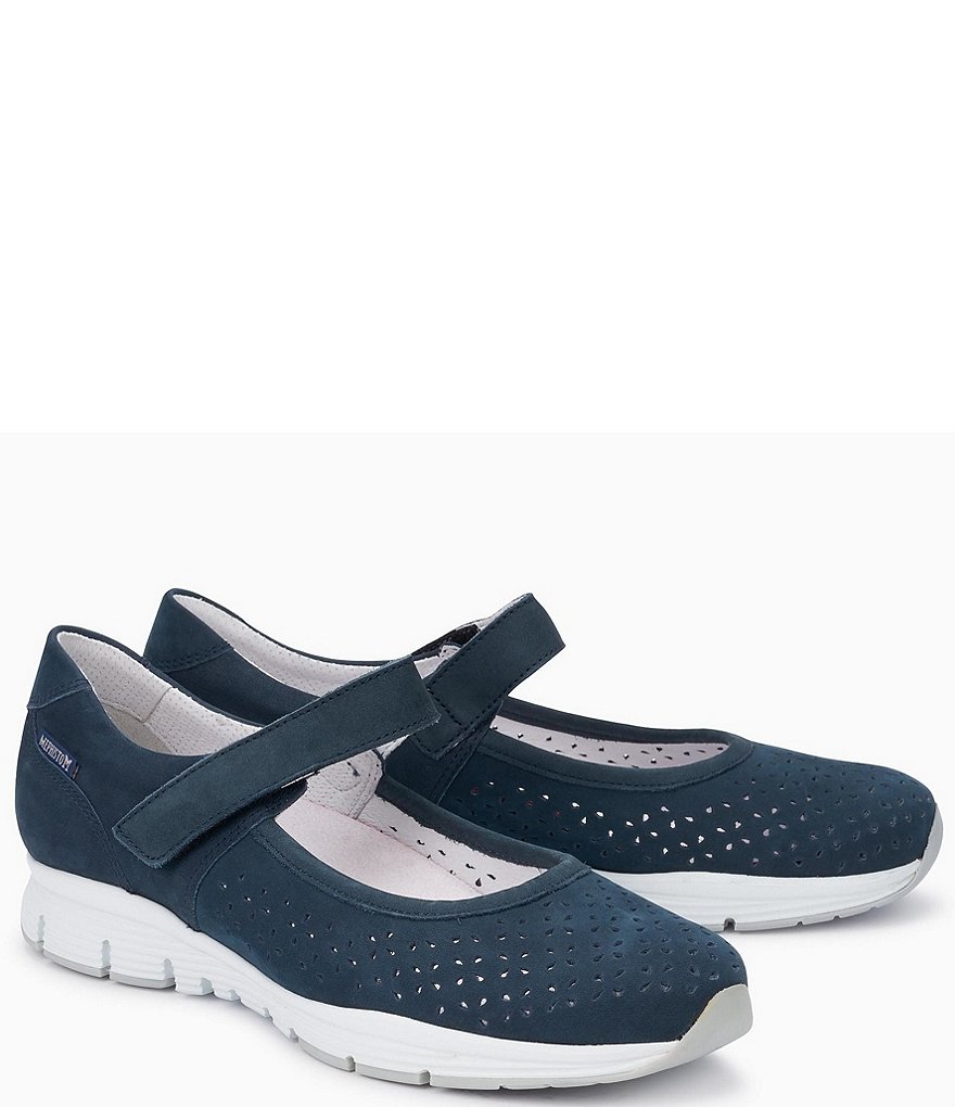 Mephisto Perforated Leather Flat Mary Janes