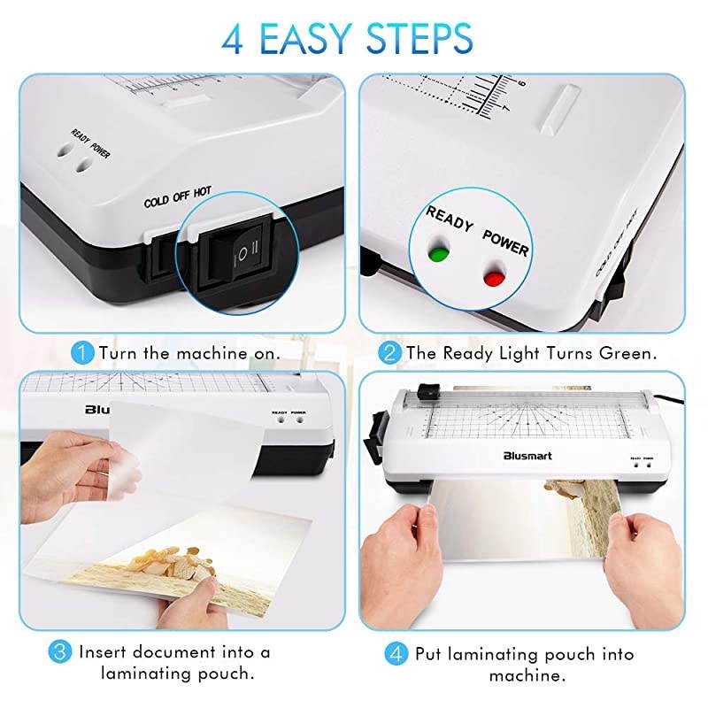 5 in 1  Laminator Set A4 Trimmer Corner Rounder 20 Laminating Pouches Photo Frames White