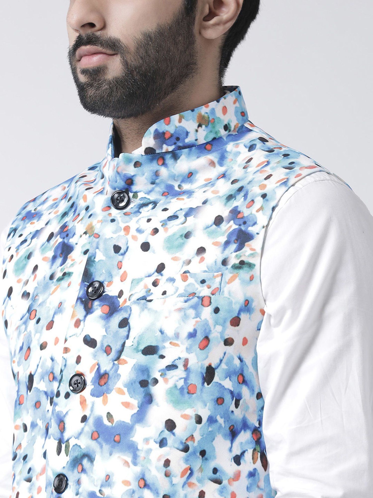 Hangup Plus Multicolor Regular Fit Printed Nehru Jacket