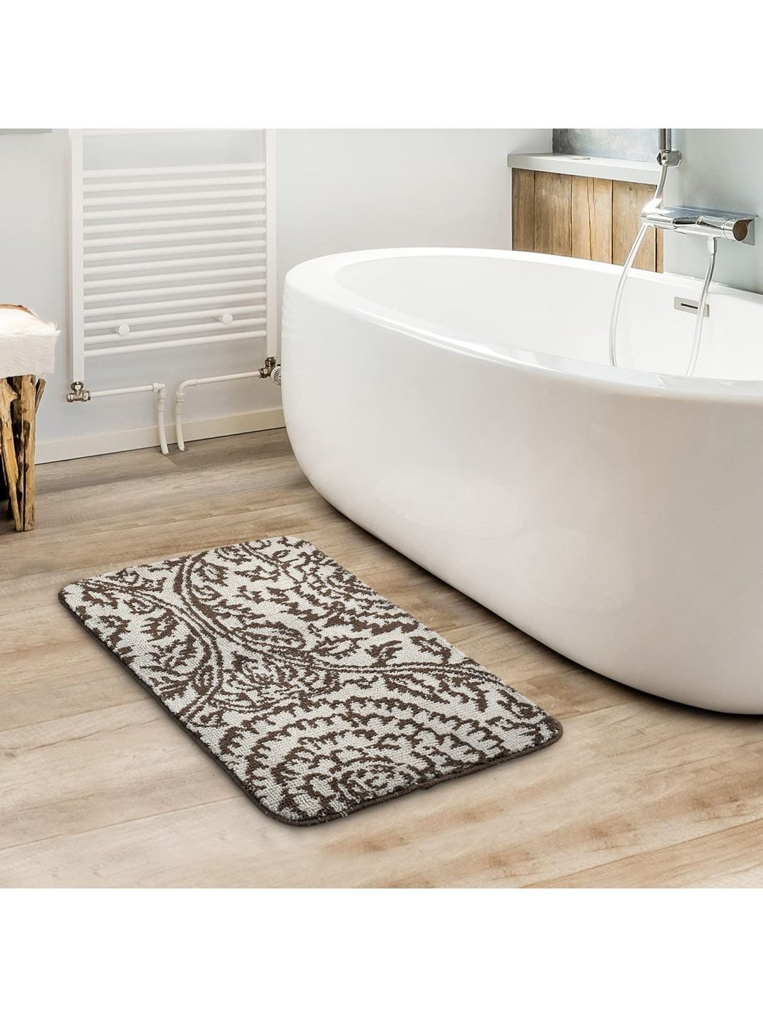 Saral Home Grey Microfiber Abstract Bath Mat 45X70 cm
