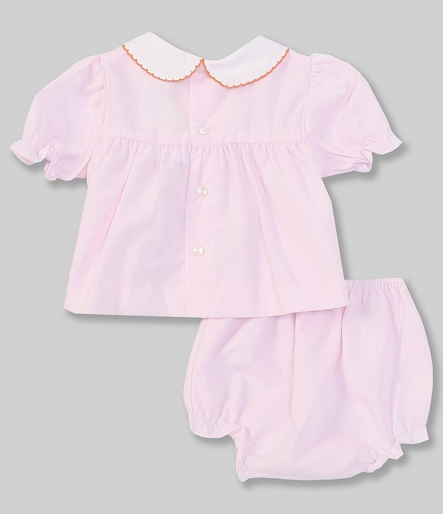 Petit Ami Baby Girls NewbornShort-Sleeve Pumpkin-Embroidered Top, Diaper Cover & Bonnet Set