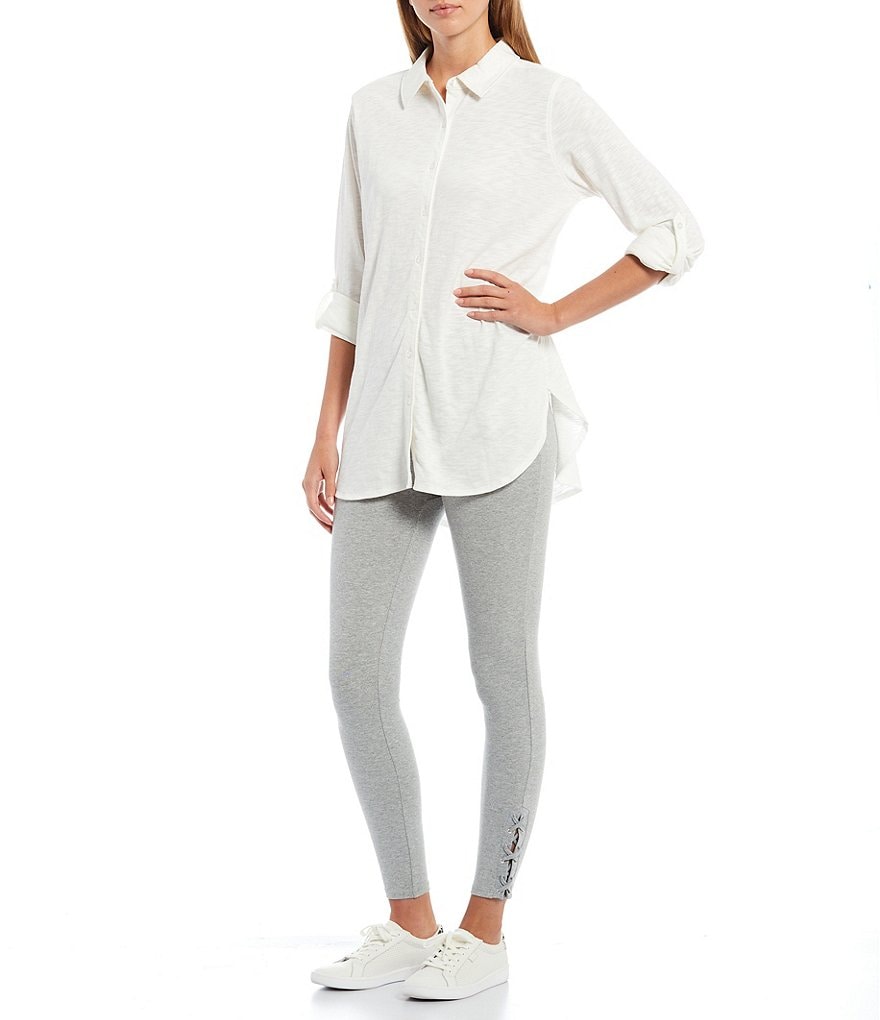 Calessa Floral Embroidered Round Neck Short Sleeve Tunic