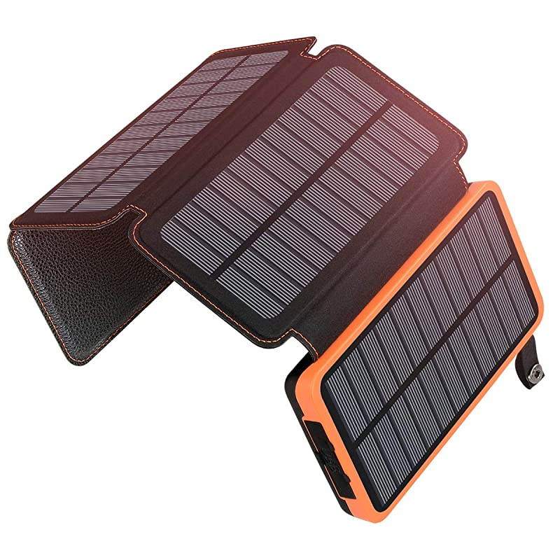 25000mAh Solar Charger  Portable Solar Power Bank with Dual 21A Outputs Waterproof External Battery Pack Compatible Most Smart Phones Tablets and More