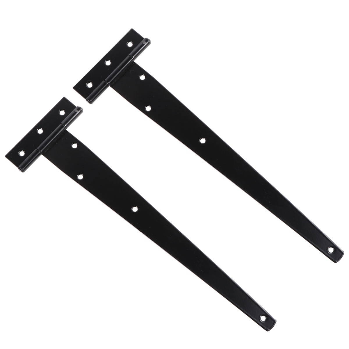 2PCS 12 Inches T Shape Rustproof Iron Light Duty Shed Hinge Gate Strap Hinge Door Gates Hinges (Black)