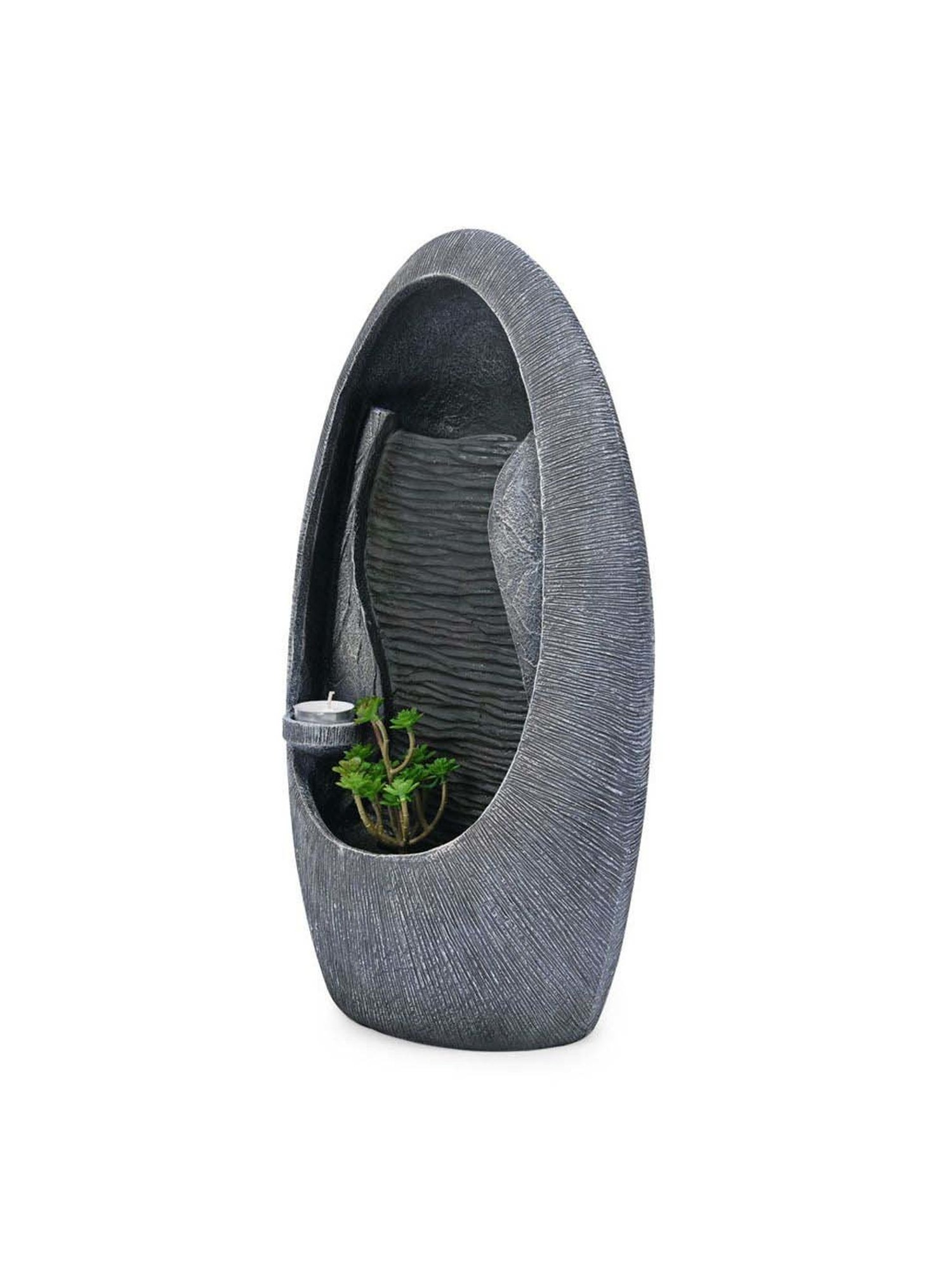@home Grey Resin Decorative Water Fountain With Led Light