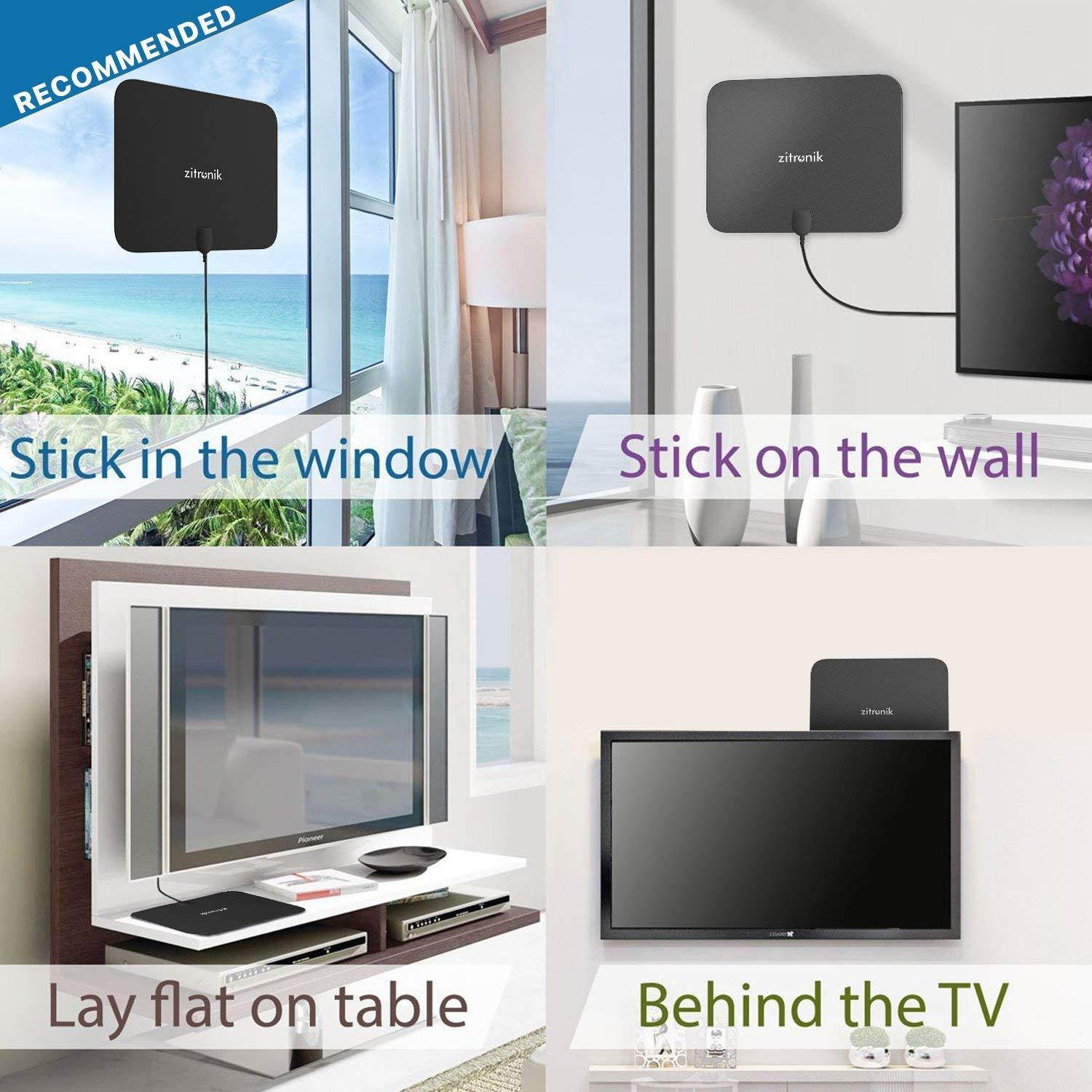 Zitronik 90876 Amplified Hd Digital TV Antenna, Small, Black