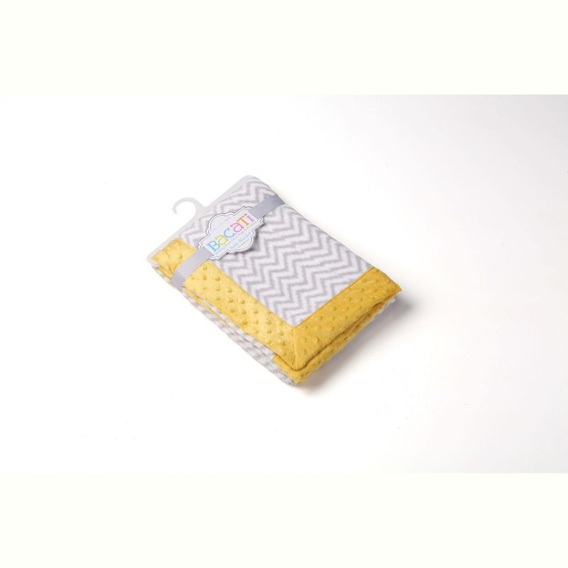 Bacati - Grey Chevron with Solid Border Blanket (Grey Chevron/Yellow Border)