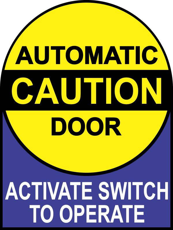 StickerTalk Caution Automatic Door Vinyl Sticker, 6 inches by 8 inches