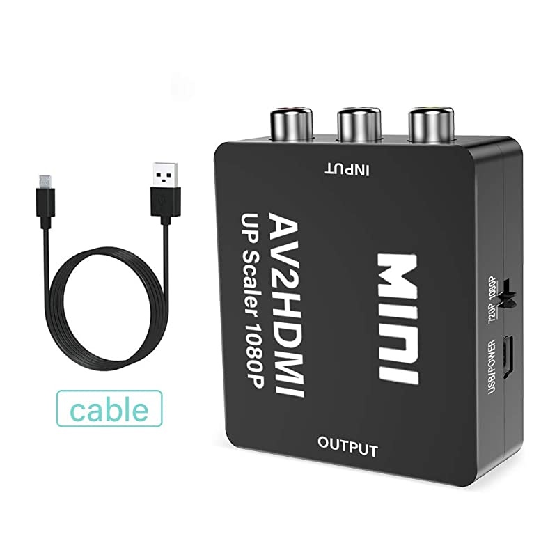 RCA to HDMI Converter 1080P Mini CVBS to HDMI Composite Video Audio Converter AV to HDMI Converter Supports NTSC PC Laptop Xbox PS4 PS3 TV STB VHS VCR Camera DVD