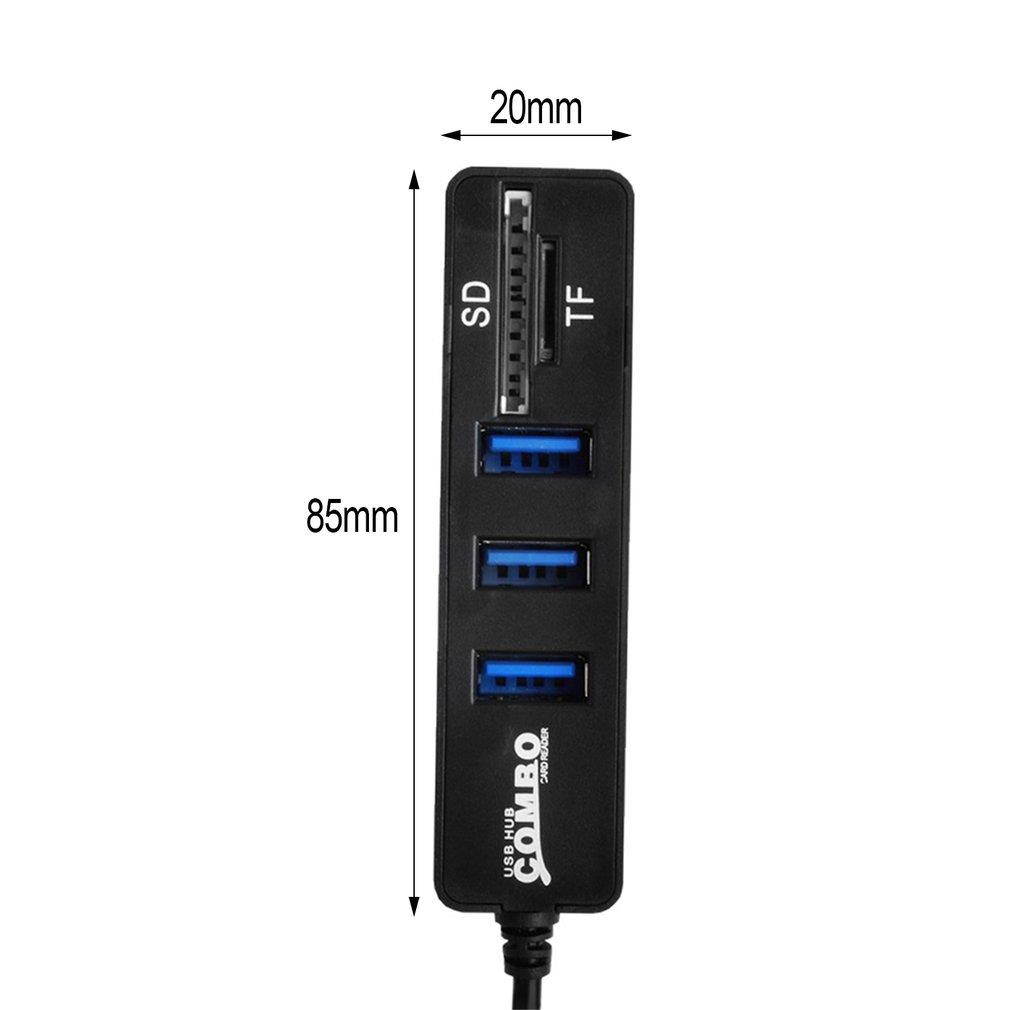 USB Hub Combo 3 Ports High Speed USB 2.0 Hub Splitter 2 In 1 SD/TF Card Reader