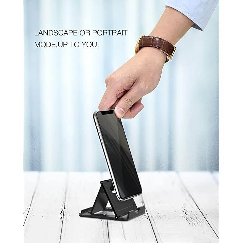 2 Pack Phone/Tablet Stand, Foldable Desktop Holder for 4-11" Devices, Fit iPhone 12 Pro Max/12 Mini, 11 Pro Max, iPad Pro 11/10.2 (8th Gen) /Air 3/Air 4 10.9/Mini 5, Galaxy S20, Black