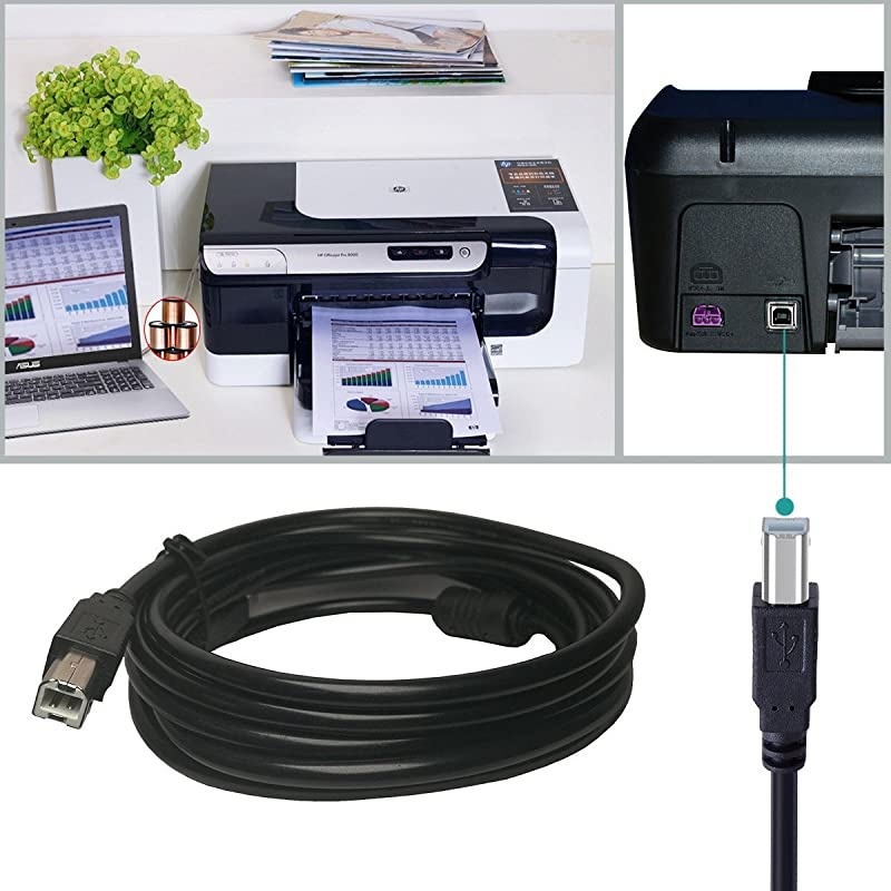Cable Cord for Canon Pixma HP Envy 4500 Wireless Color Photo with Scanner and Copier HP Deskjet 2542 Allinone 10FT