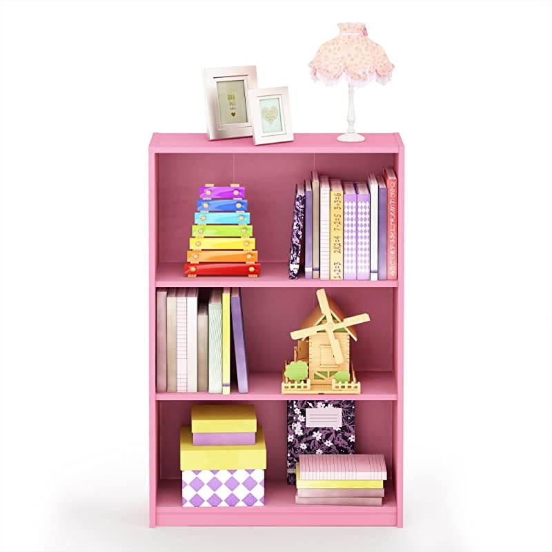 JAYA Simple Home 3Tier Adjustable Shelf Bookcase Pink