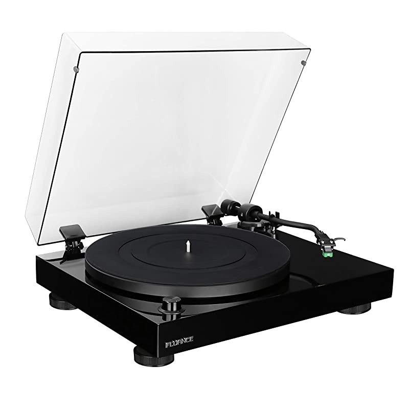 RT81 Elite High Fidelity Vinyl Turntable Record Player with Audio Technica AT95E Cartridge, Belt Drive, Built-in Preamp, Adjustable Counterweight, Solid Wood Plinth - Piano Black