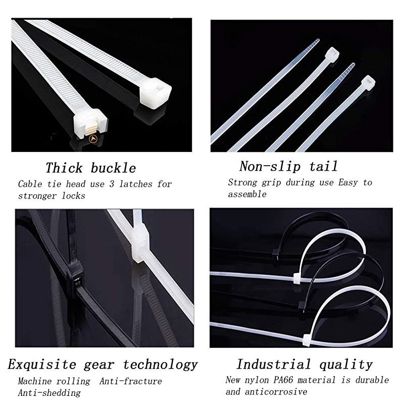 zip ties Cable ties Zip ties 12 inch Heavy duty cable ties 100 per pack Environmentally friendly Industrial quality Uses 3 latches for stronger locks With 60 Pounds Tensile StrengthWhite