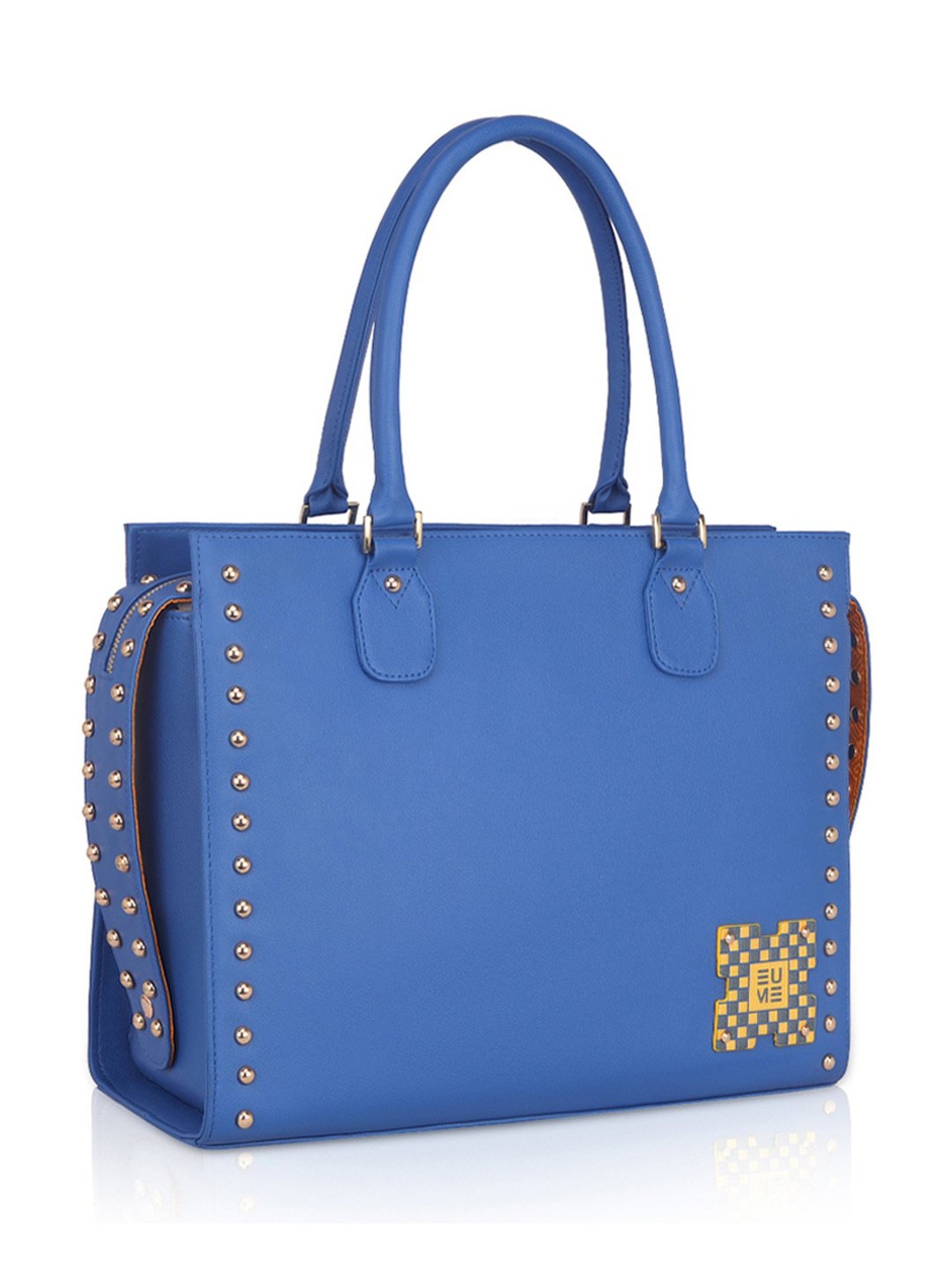 Eume Daffodil Royal Blue Leather Satchel Handbag