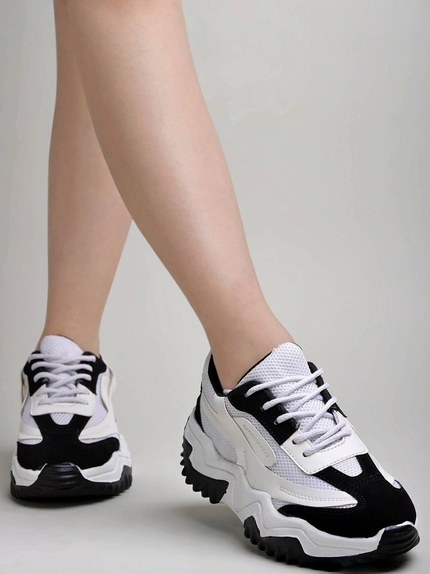 Shoetopia Women's Black & White Sneakers