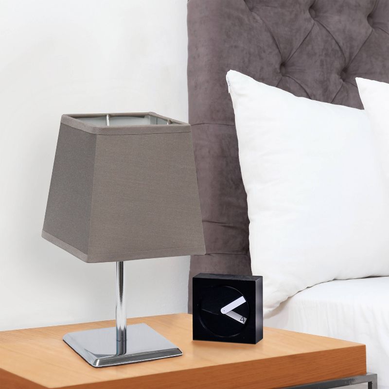 Mini Table Lamp with Squared Empire Fabric Shade Gray - Simple Designs