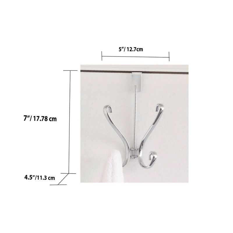 Home Basics Over the Door Double Hanging Hook, Chrome