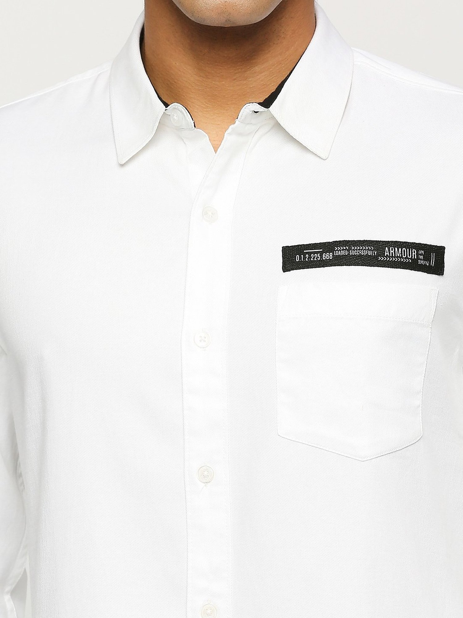 SOLEMIO White Slim Fit Cotton Shirt