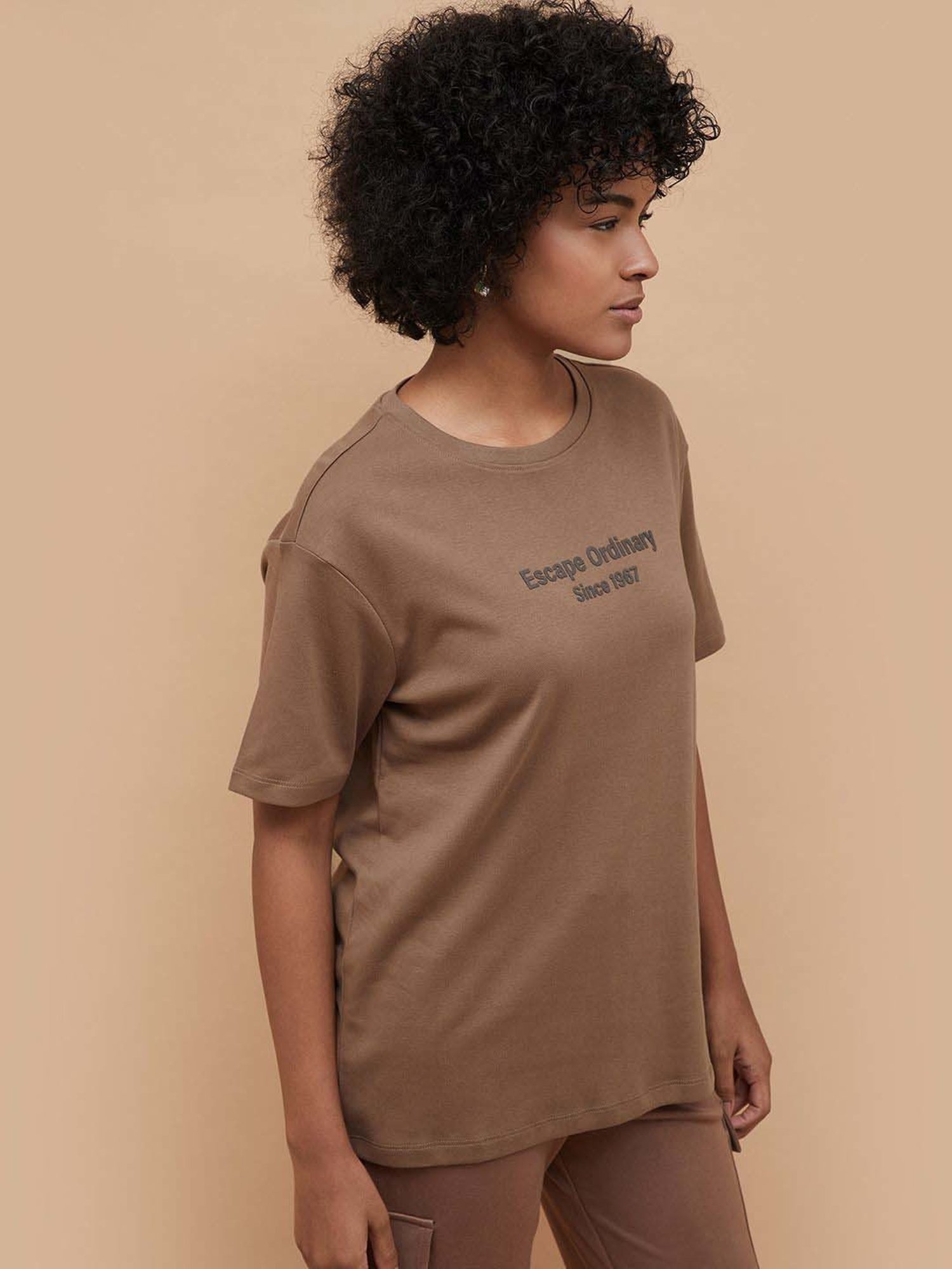 KAPPA Brown Cotton Printed Sports T-Shirt