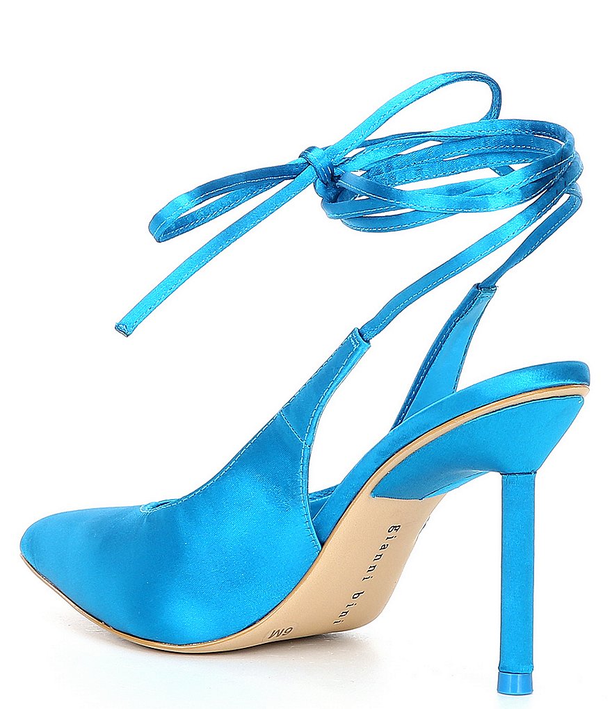 Gianni Bini Sirfeenah Satin Pointed Toe Ankle Wrap Pumps