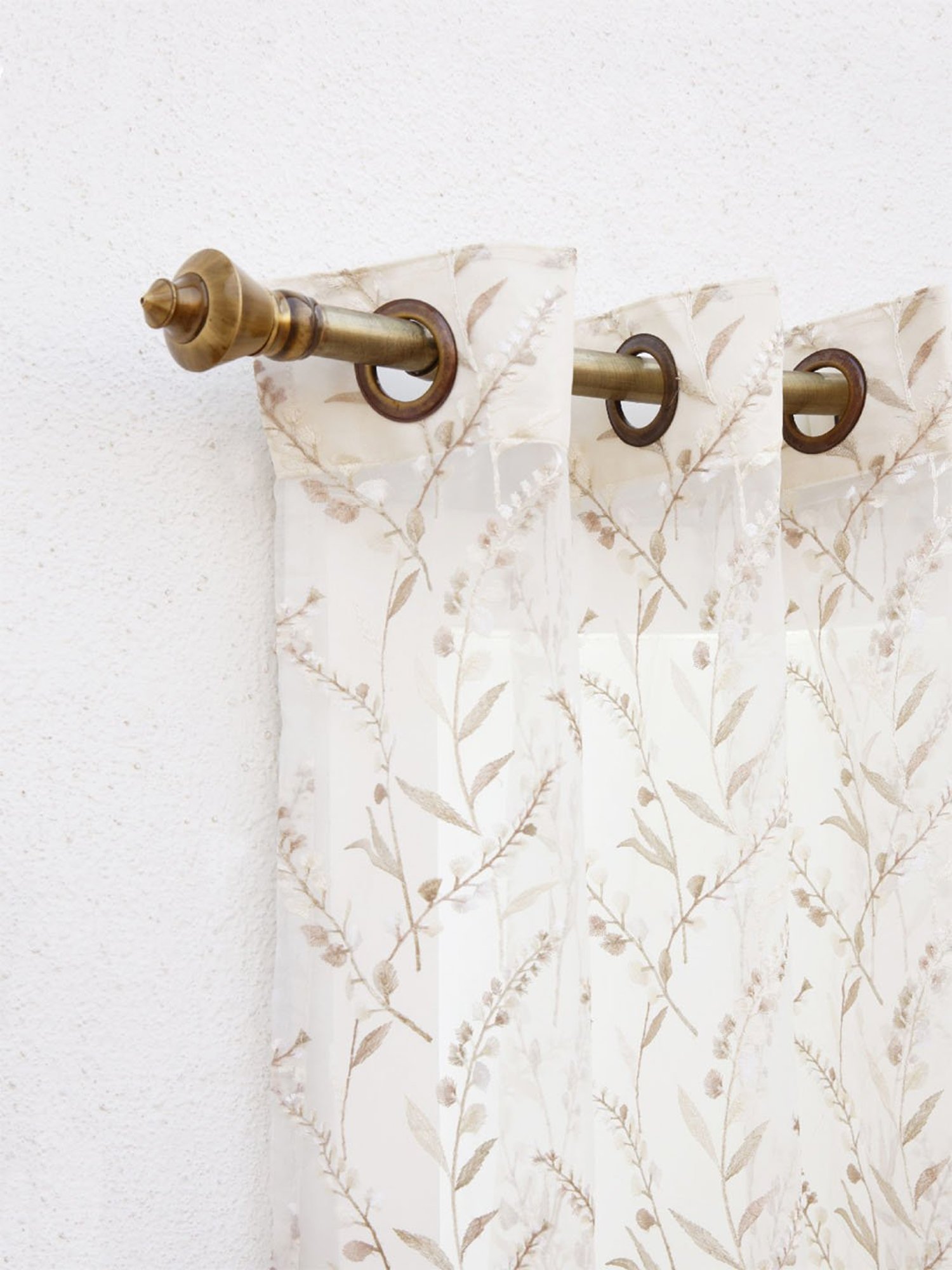 Ariana Sweet White & Beige Tissue Fabric 9 ft Long Door Curtain - Set of 1