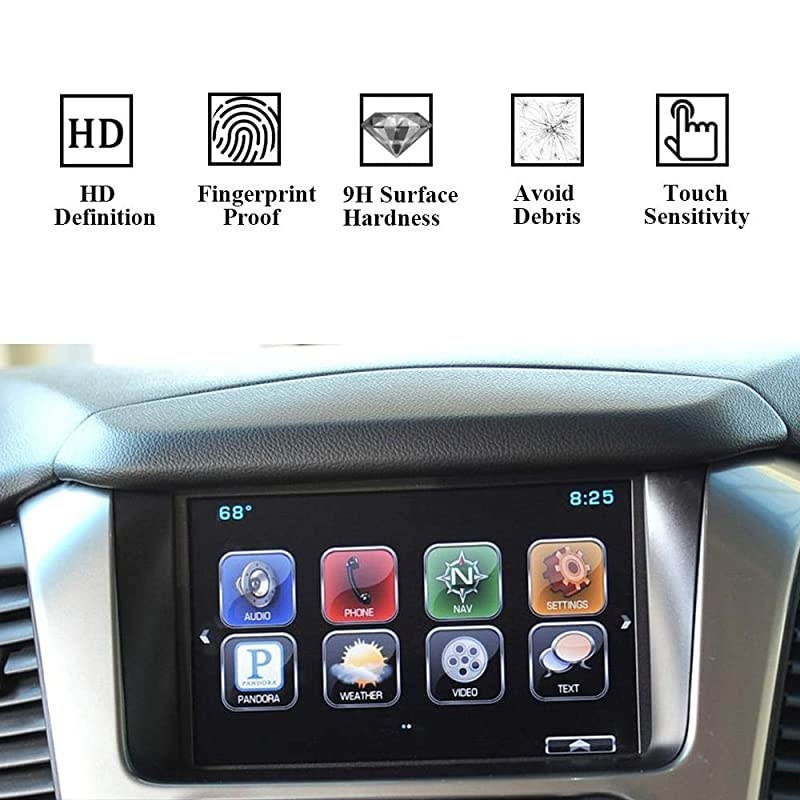 8 Inch Tempered Glass for Chevrolet Tahoe Suburban 2020 2019 2018 2017 2016 2015 Navigation Protector Film Cover for Chevy TAHOESUBURBAN MyLink Interior Center Touch Screen Cover Accessories