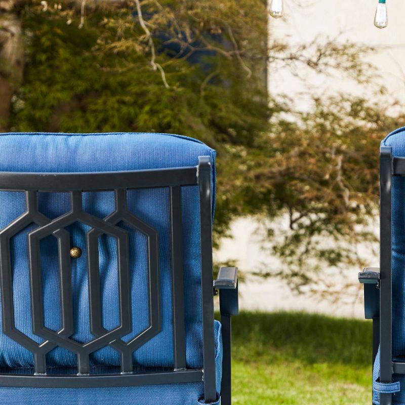 5pc Conversation Patio Set with Fire Pit Blue - Patio Festival