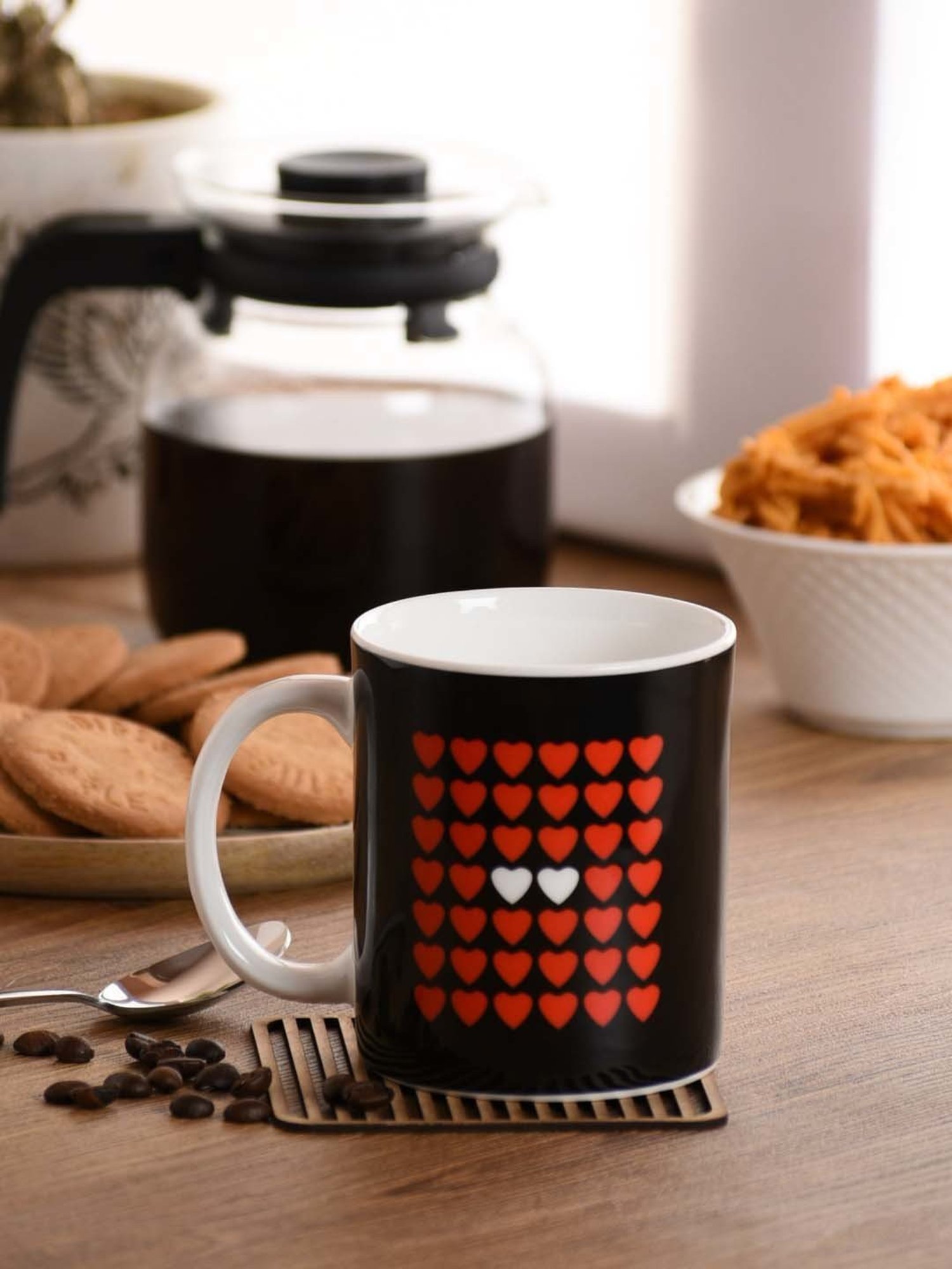 Clay Craft Black & Red Ceramic Milk Mugs (340 ml) - Set of 1