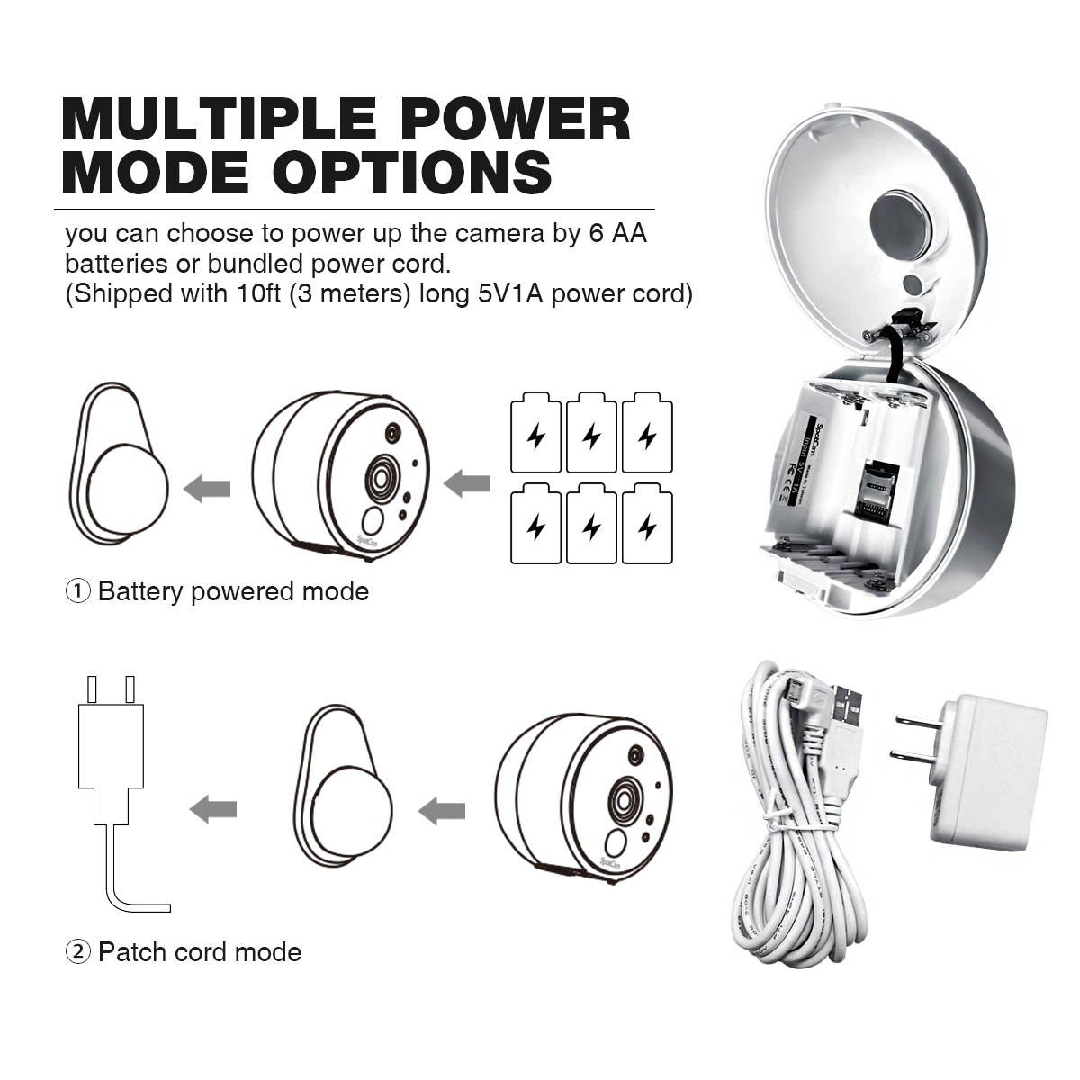 SpotCam Solo AA Battery Powered Indoor & Outdoor Wireless Security Camera 720p HD Wire-Free 2-Way Audio Night Vision Alarm Alert & PIR Motion Sensor w/Built-in SD Slot & 30 Days Free Cloud Recording