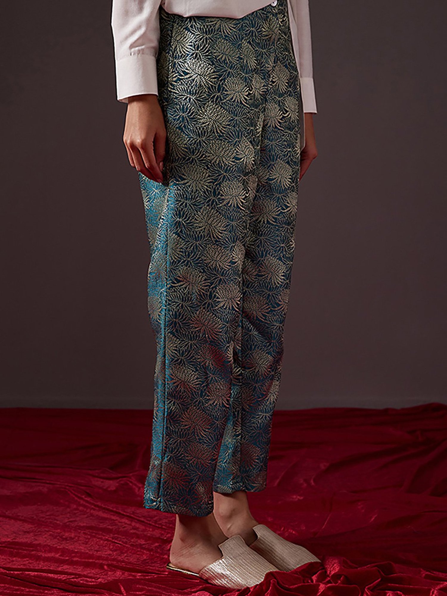 Abhishti Blue Embroidered Pants