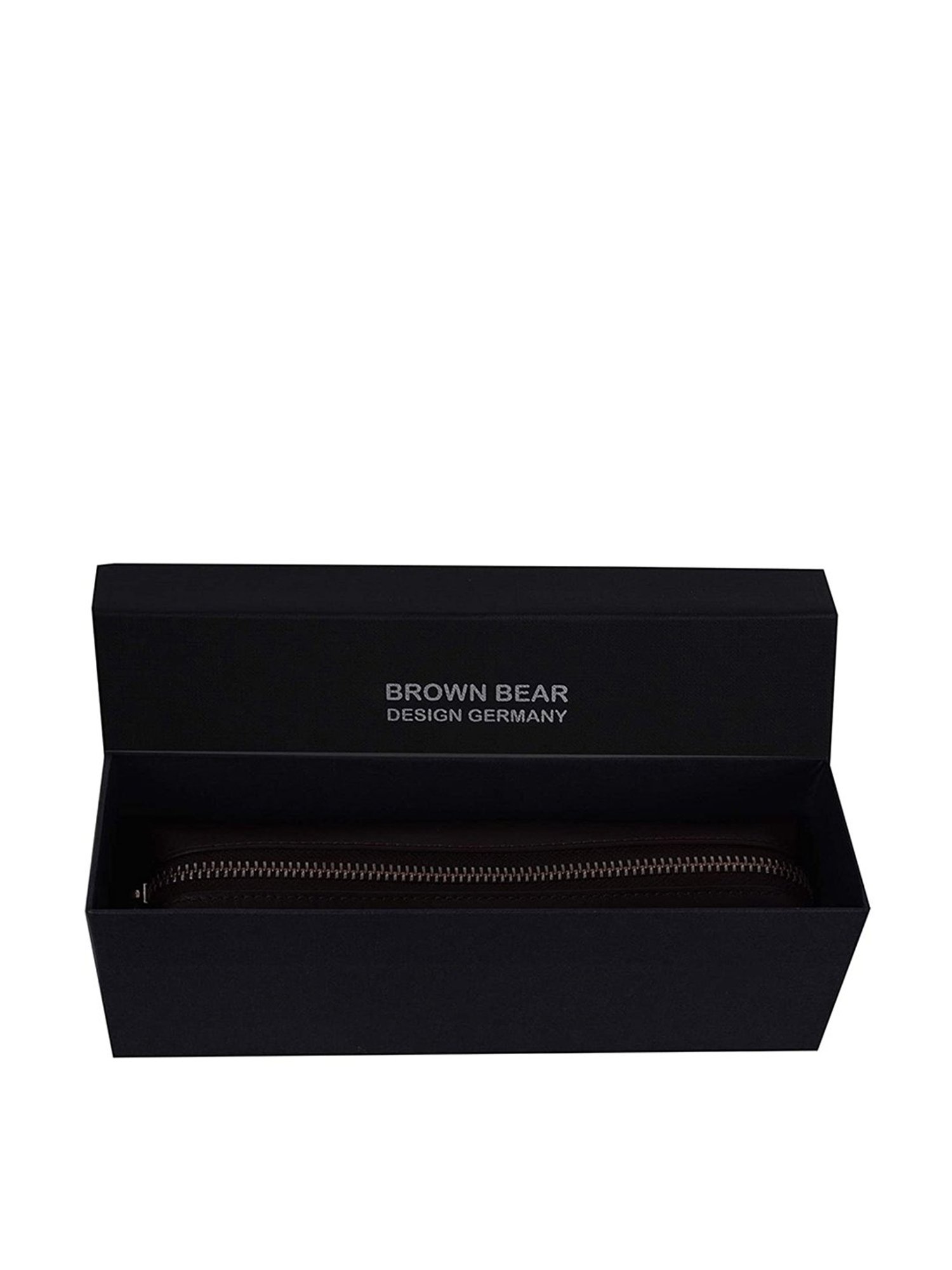 Brown Bear Brown Casual Leather Pencil Pouch for Unisex