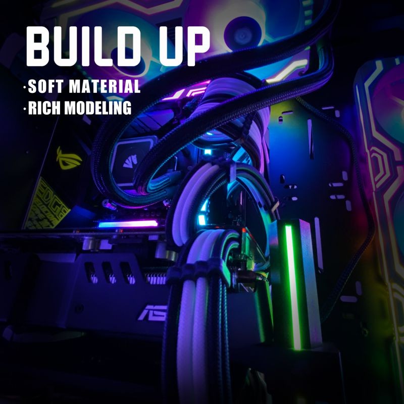 Graphics Card 6+2Pin 8Pin Male to Male Adapter Power Cable for Great Wall Dragon Module Power Supply with Net Cover,Black,about 58cm