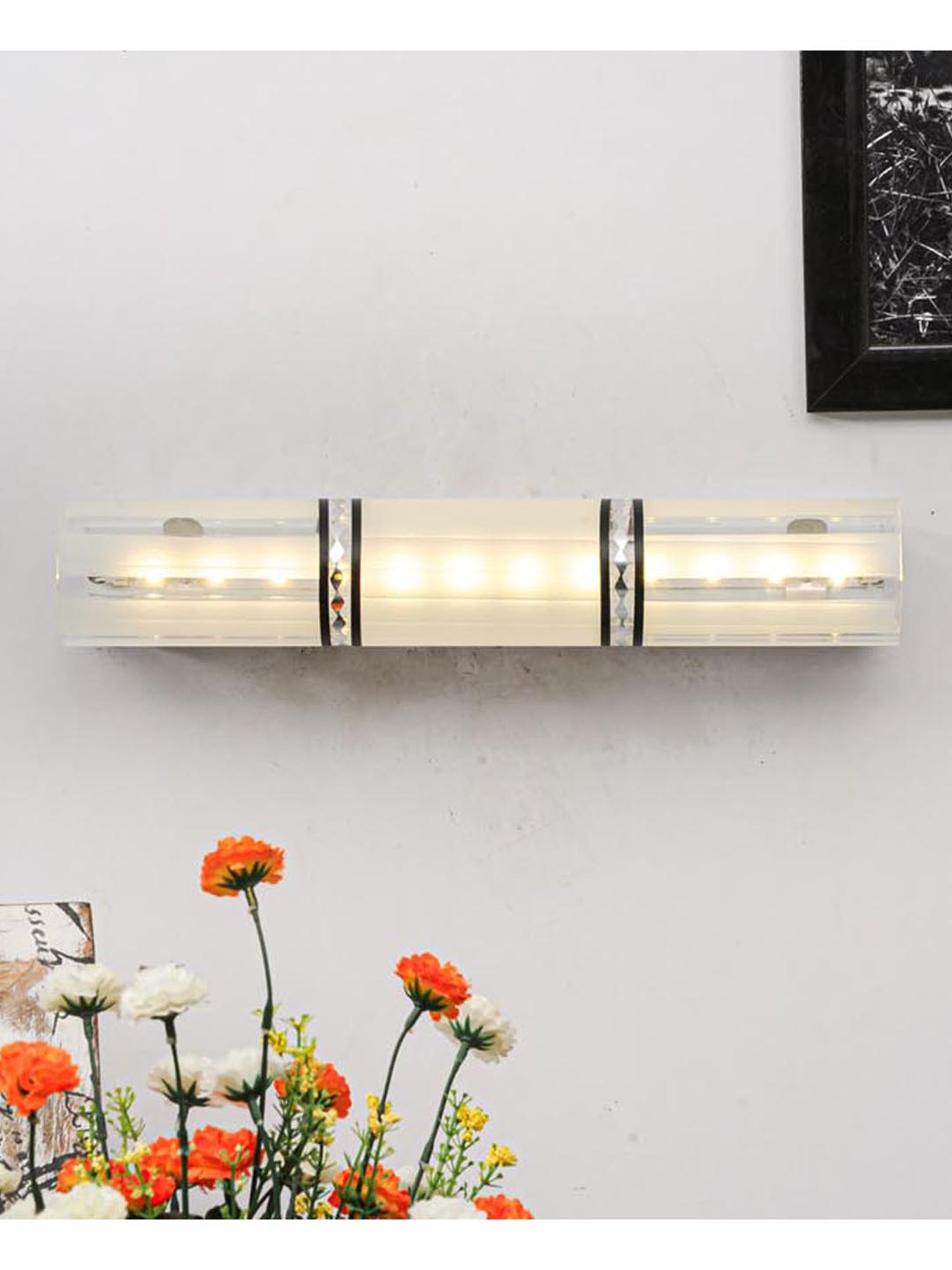 Kapoor E Illuminations Damarcus Elite Trio White Glass Mirror Light - Set of 1