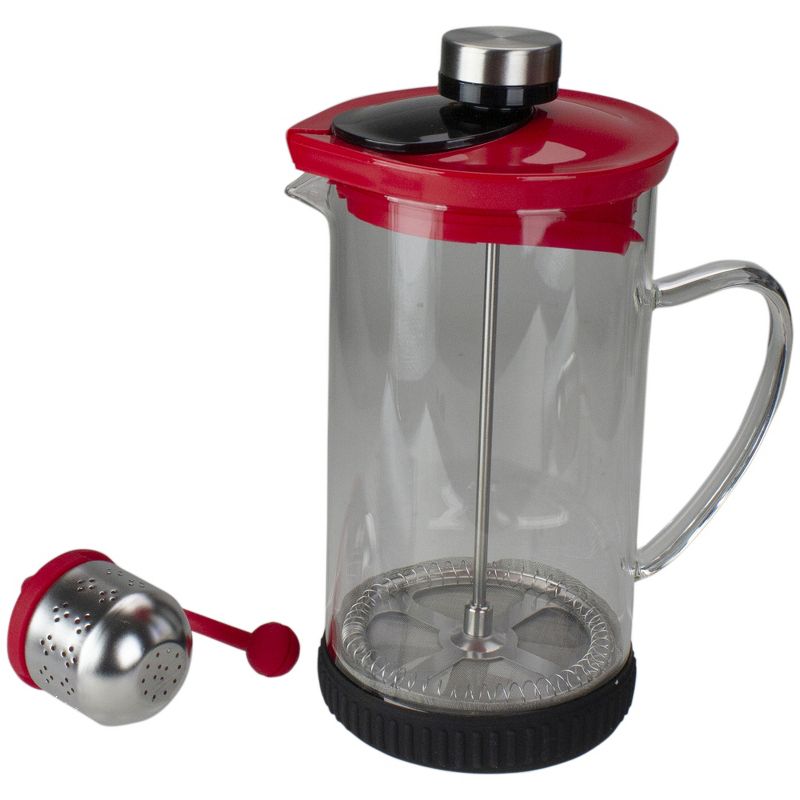 Northlight Red and Clear French Press Coffee and Brewed Tea Maker
