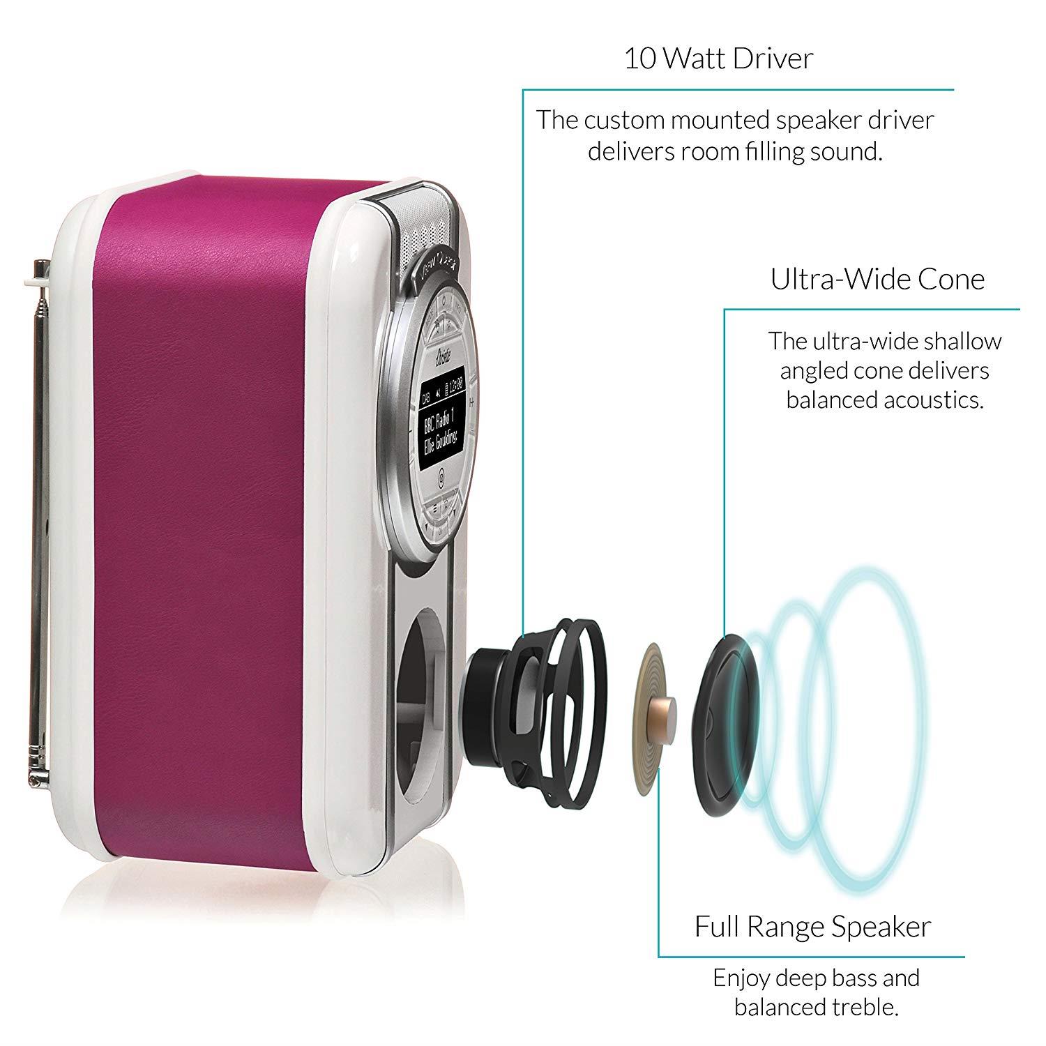 VQ Christie HD Digital Radio with FM, Bluetooth/NFC, Alarm Clock, Rotating Display & Enamel Fascia &ndash; Deep Purple