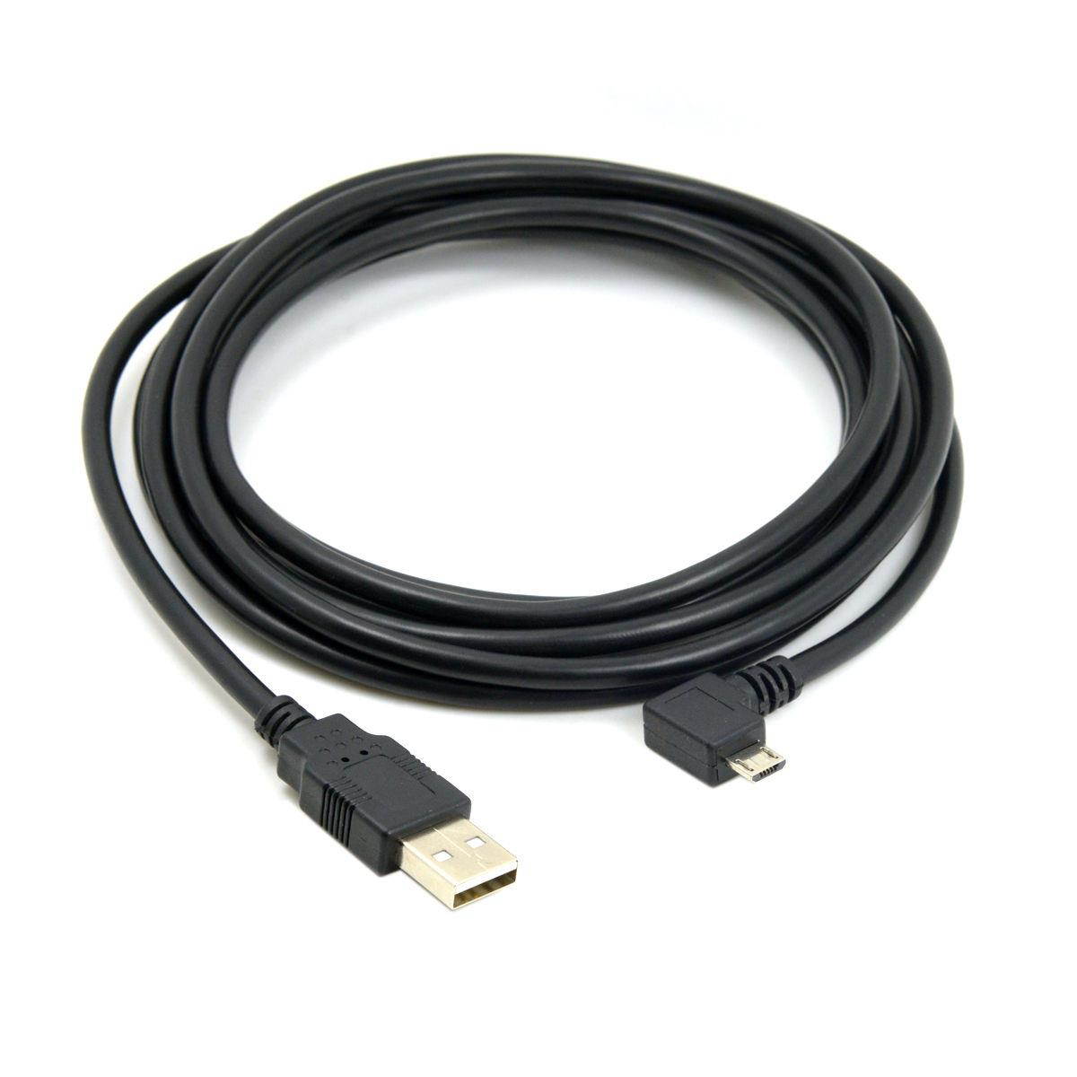 Left Angled 90 Degree Micro USB Male to USB 2.0 Data Charge Cable for Cell Phone