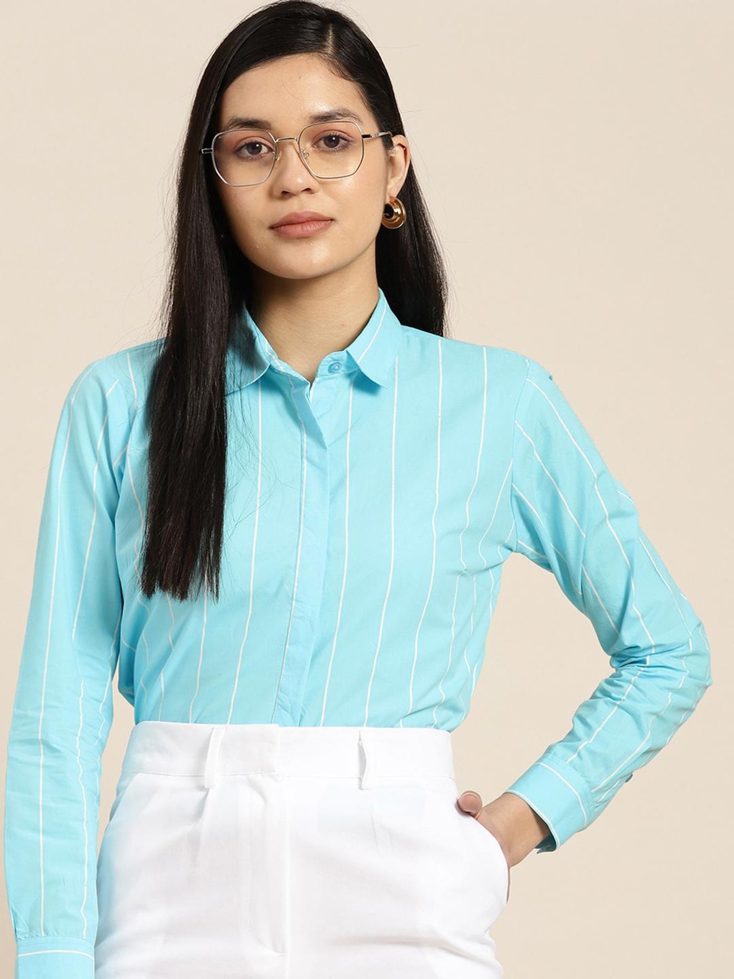 Hancock Blue Cotton Striped Shirt