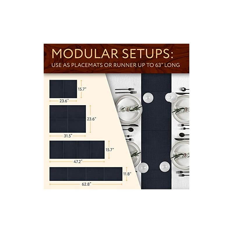 Modular Trivet Runner for Table 6 pcs Placemats Extendable Hot Pad, Heat-Resistant Surface,for Hot Plates, Pots, Dishes, Cookware for Kitchen (Dark Blue)